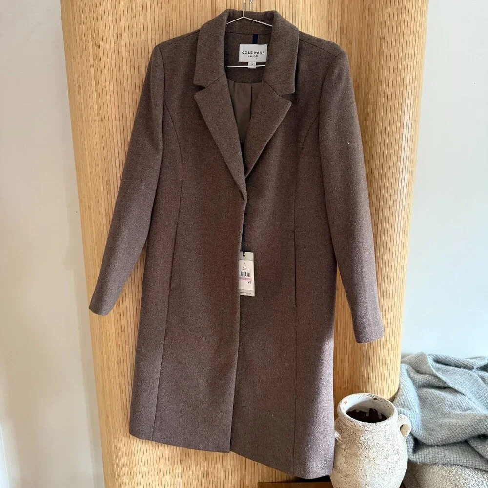 Cole Haan Knotch Lapel Wool Coat - Picture 3 of 6